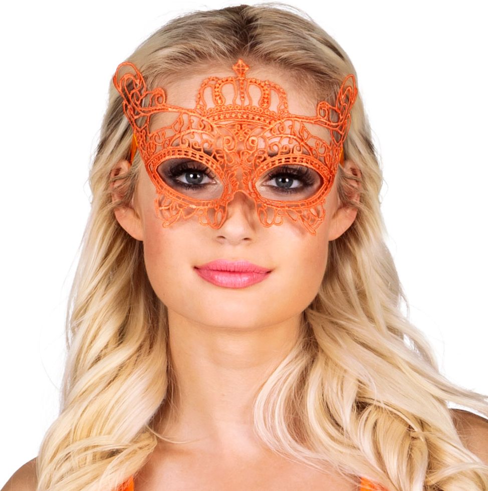 Kanten oranje koninklijk oogmasker