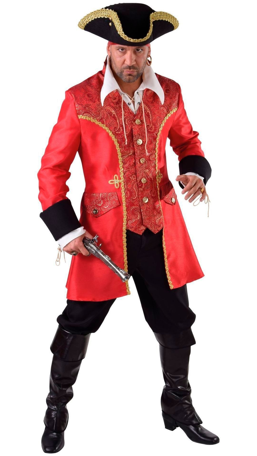 Kapitein Haak Kostuum Rood Heren