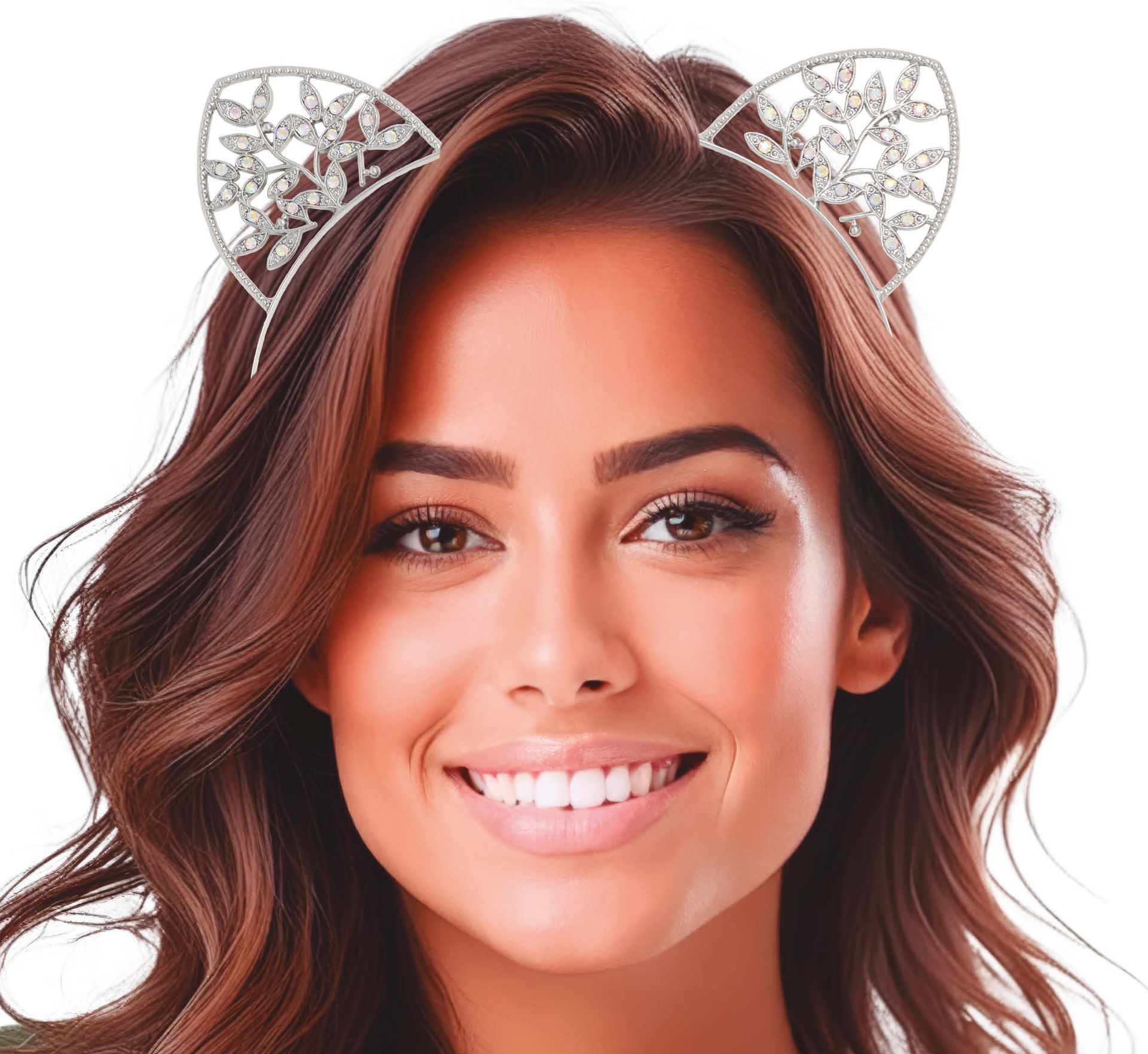 Kattenoren Tiara Zilver Diamantjes