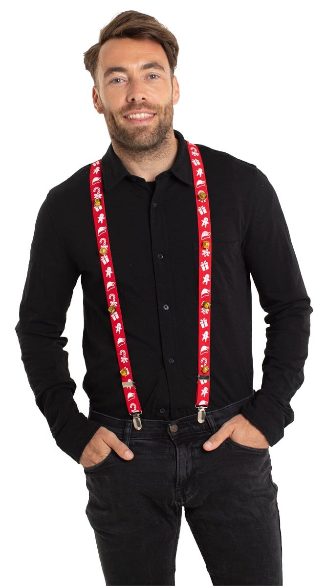 Kerst Bretels Rood met Belletjes