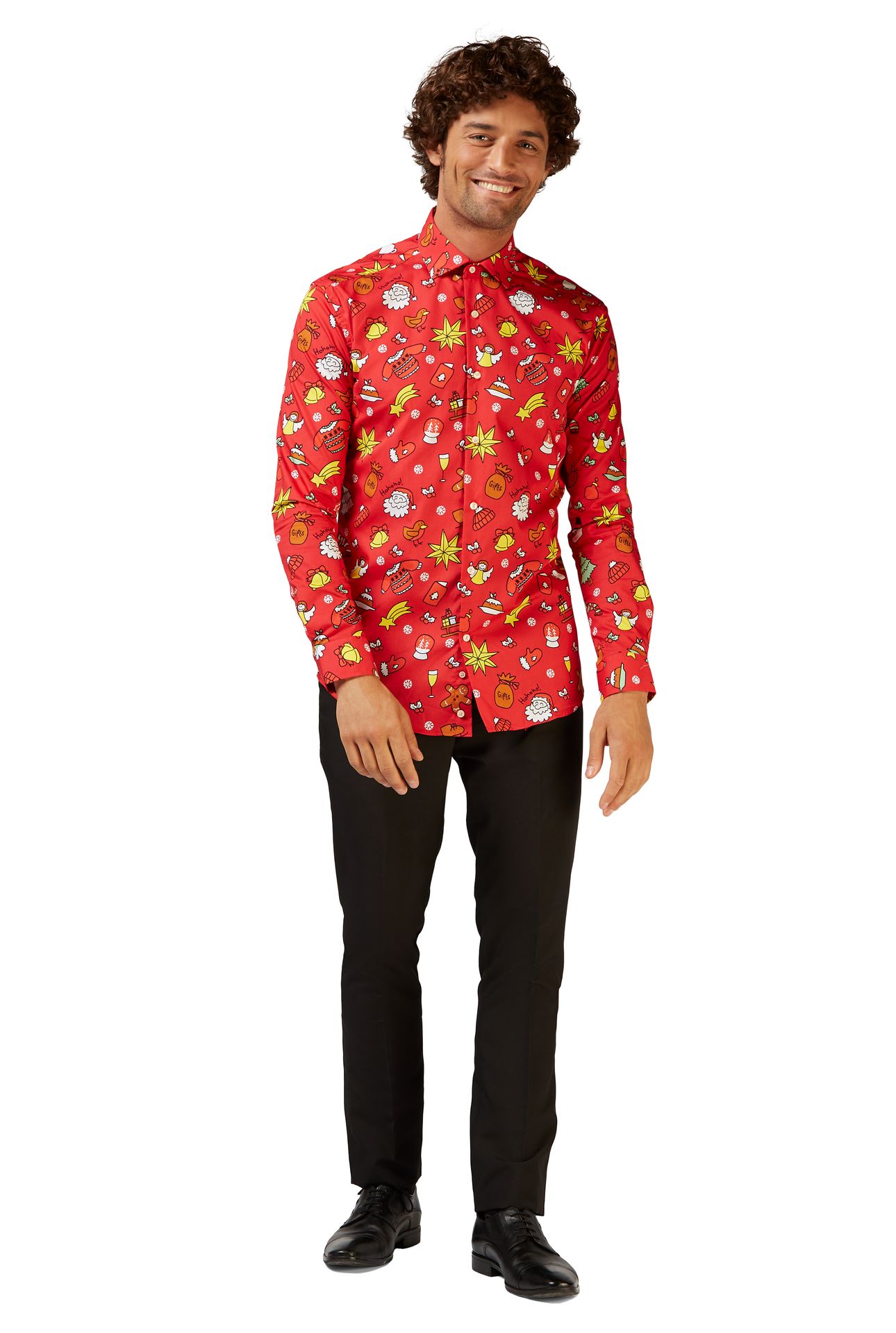 Kerst Cartoon Blouse Opposuit Rood