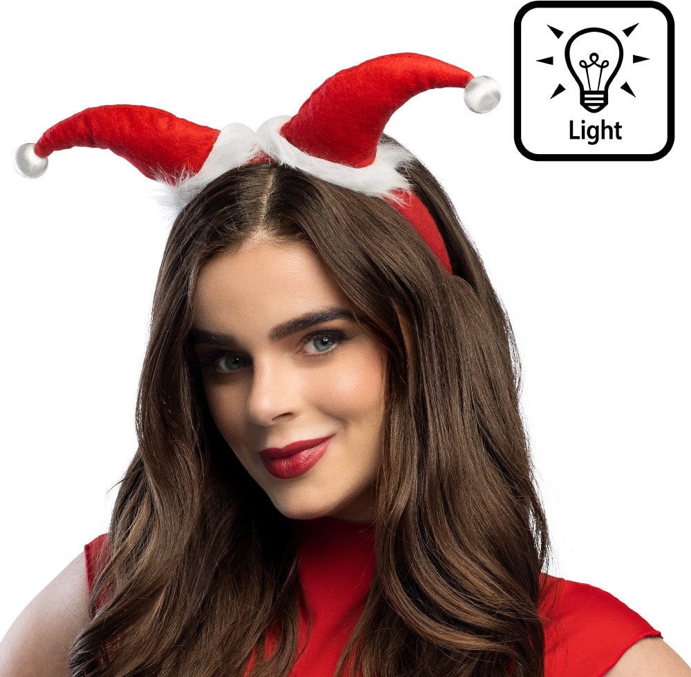 Kerst Diadeem Santa Rood met LED Verlichting
