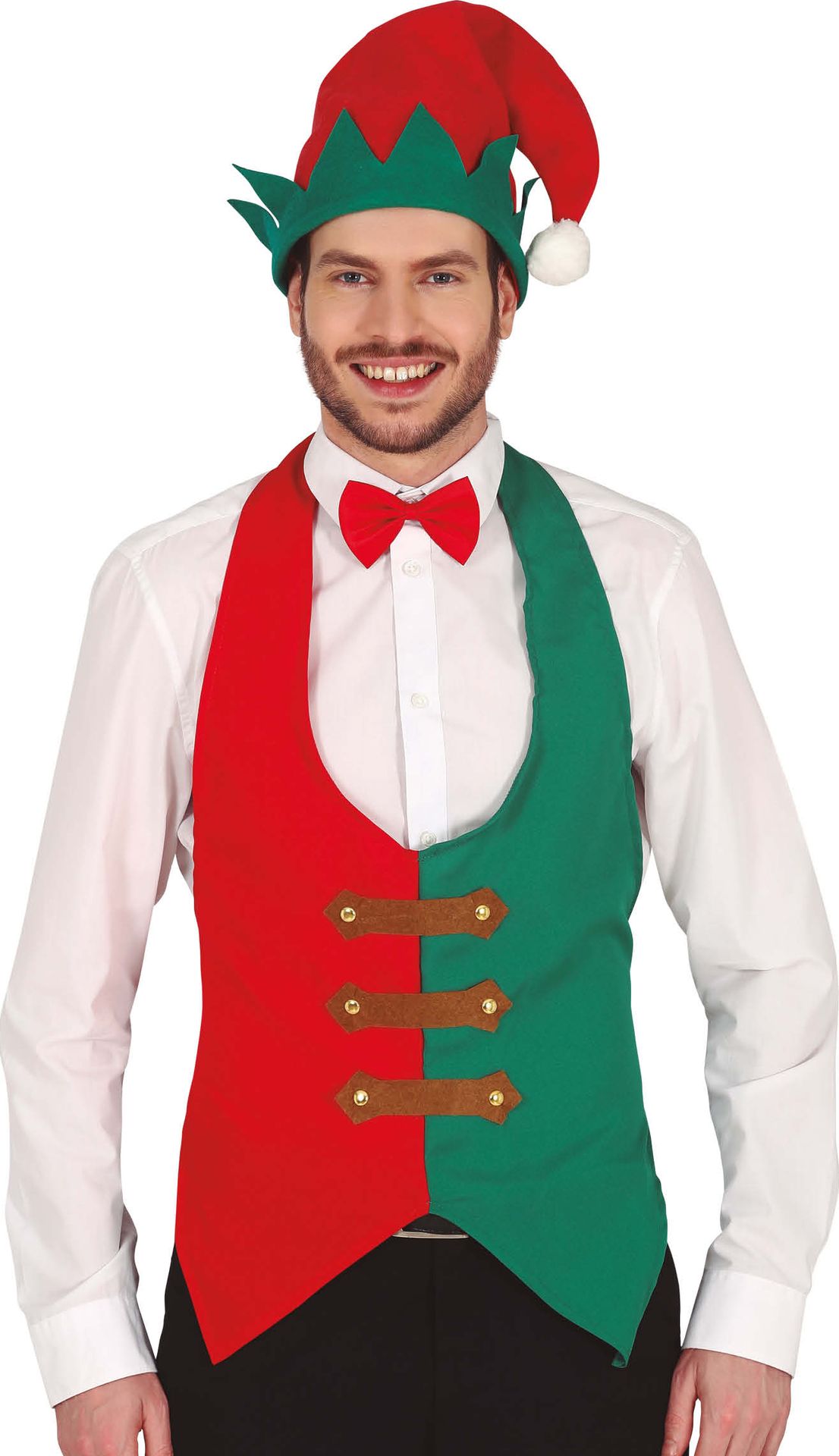 Kerst Elf Gilet Heren Groen Rood