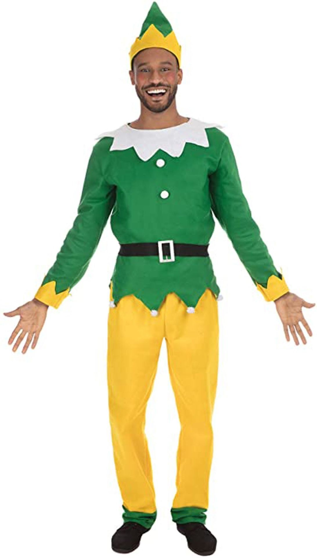 Kerst Elf Kostuum Heren Groen Geel