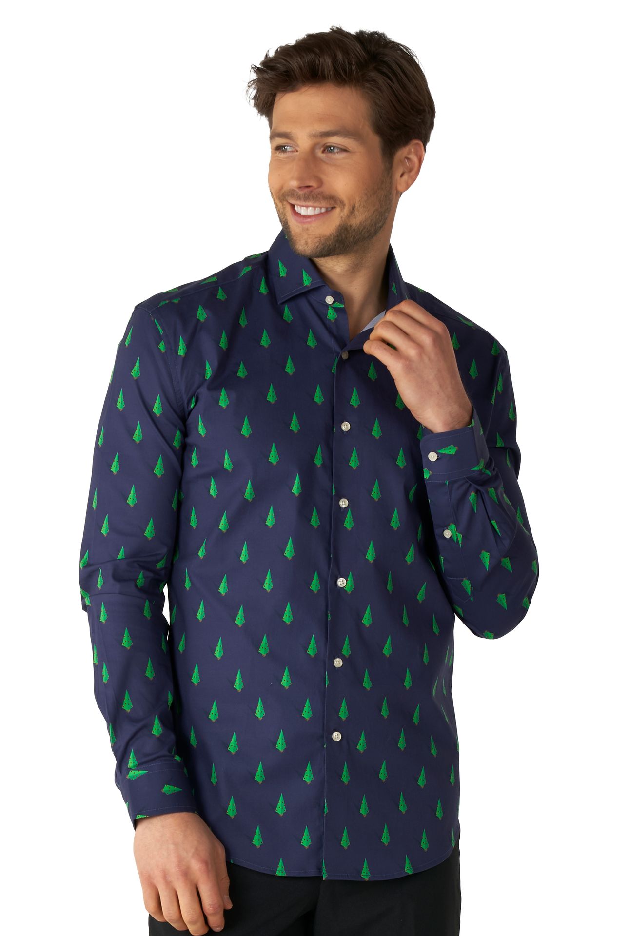 Kerstbomen Opposuits Blauwe Blouse