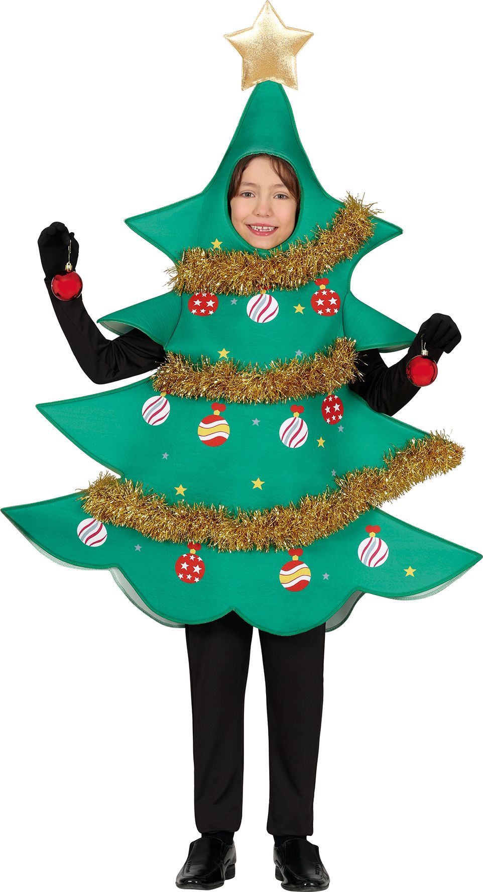 Kerstboom Kostuum met Kerstballen Kind
