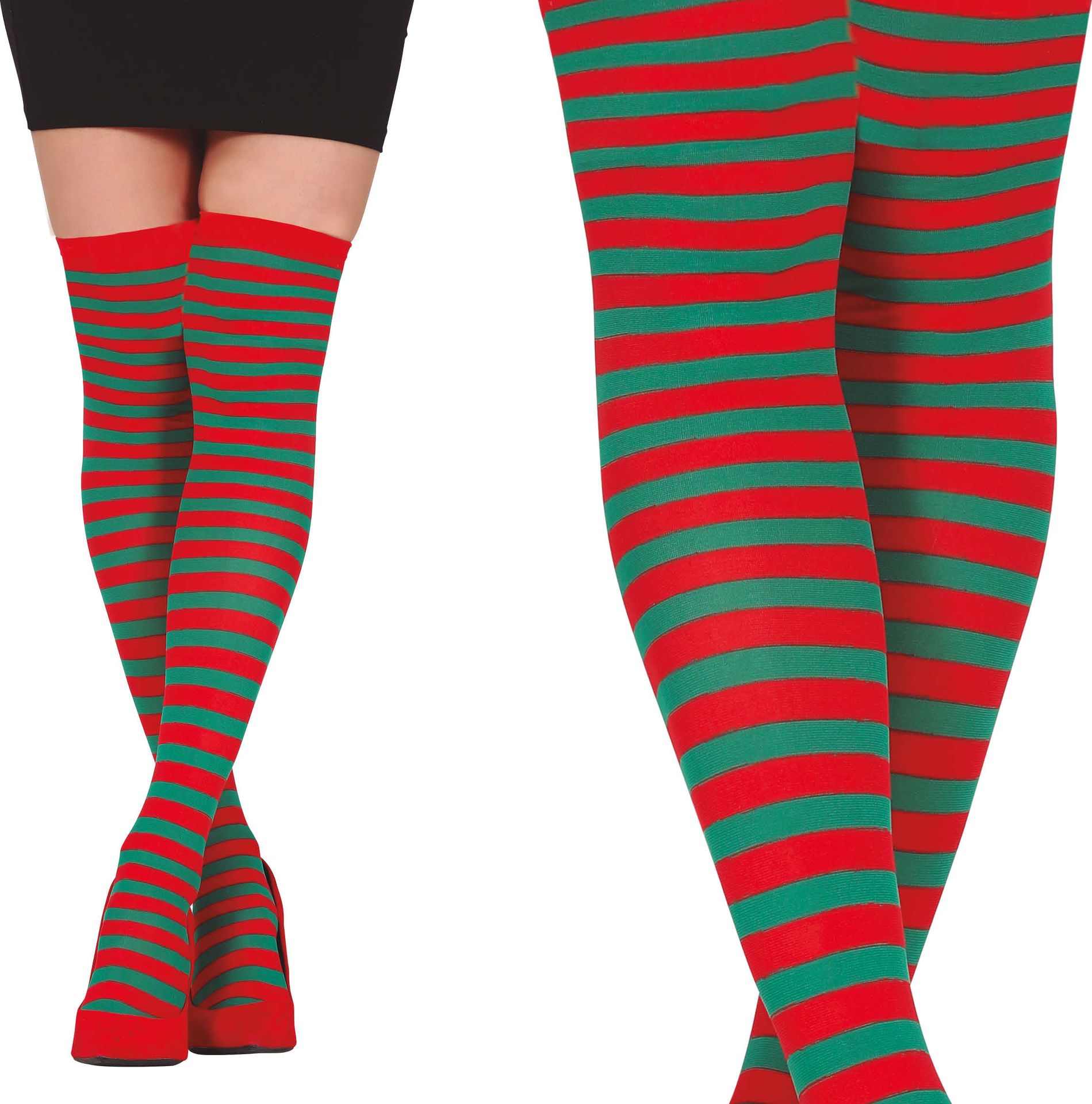 Kerstelf Gestreepte Kniekousen