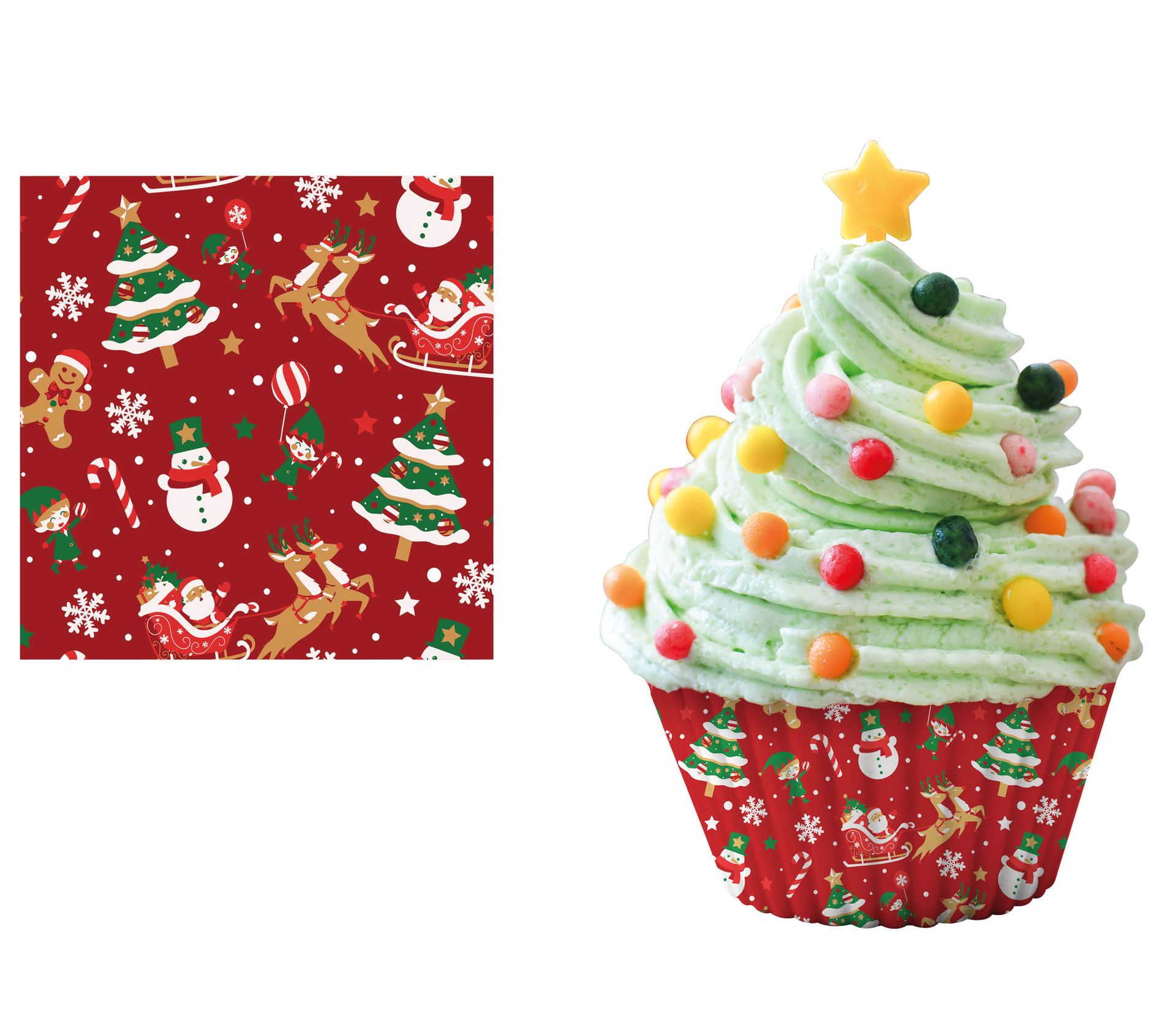 Kerstfiguren Muffinvormpjes Papier 50 Stuks