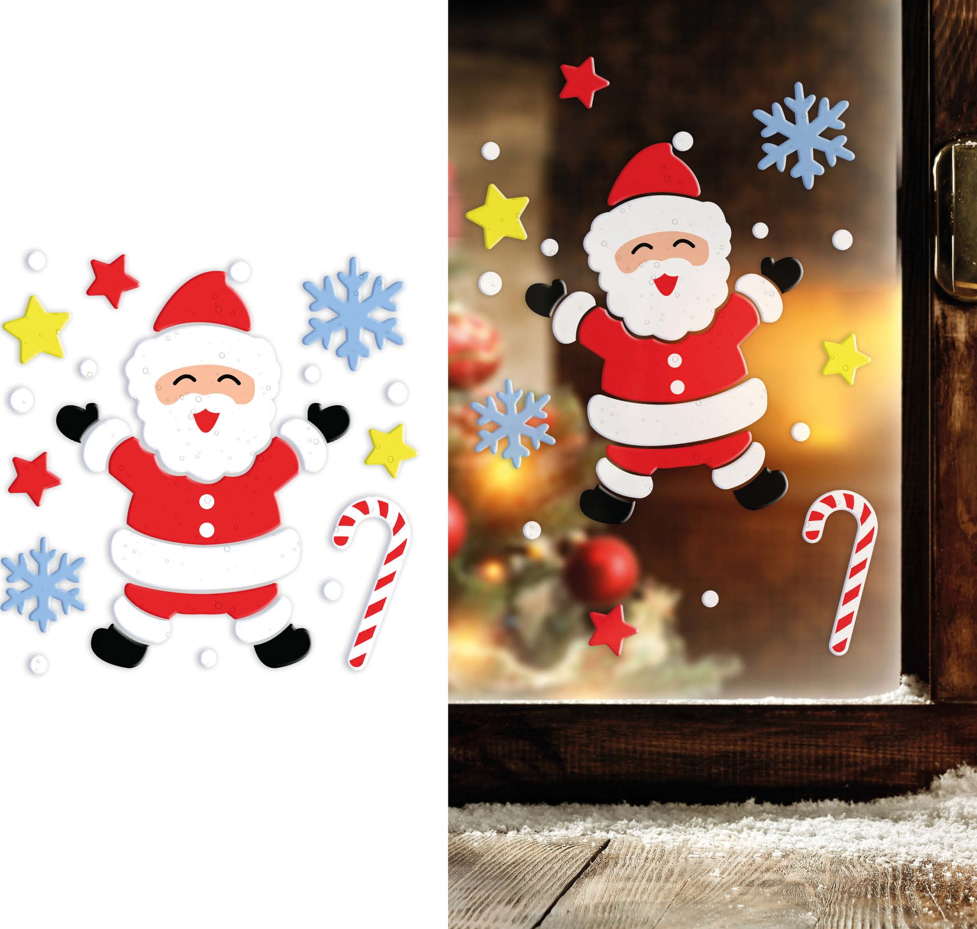 Kerstman Gel Raamstickers Kerst