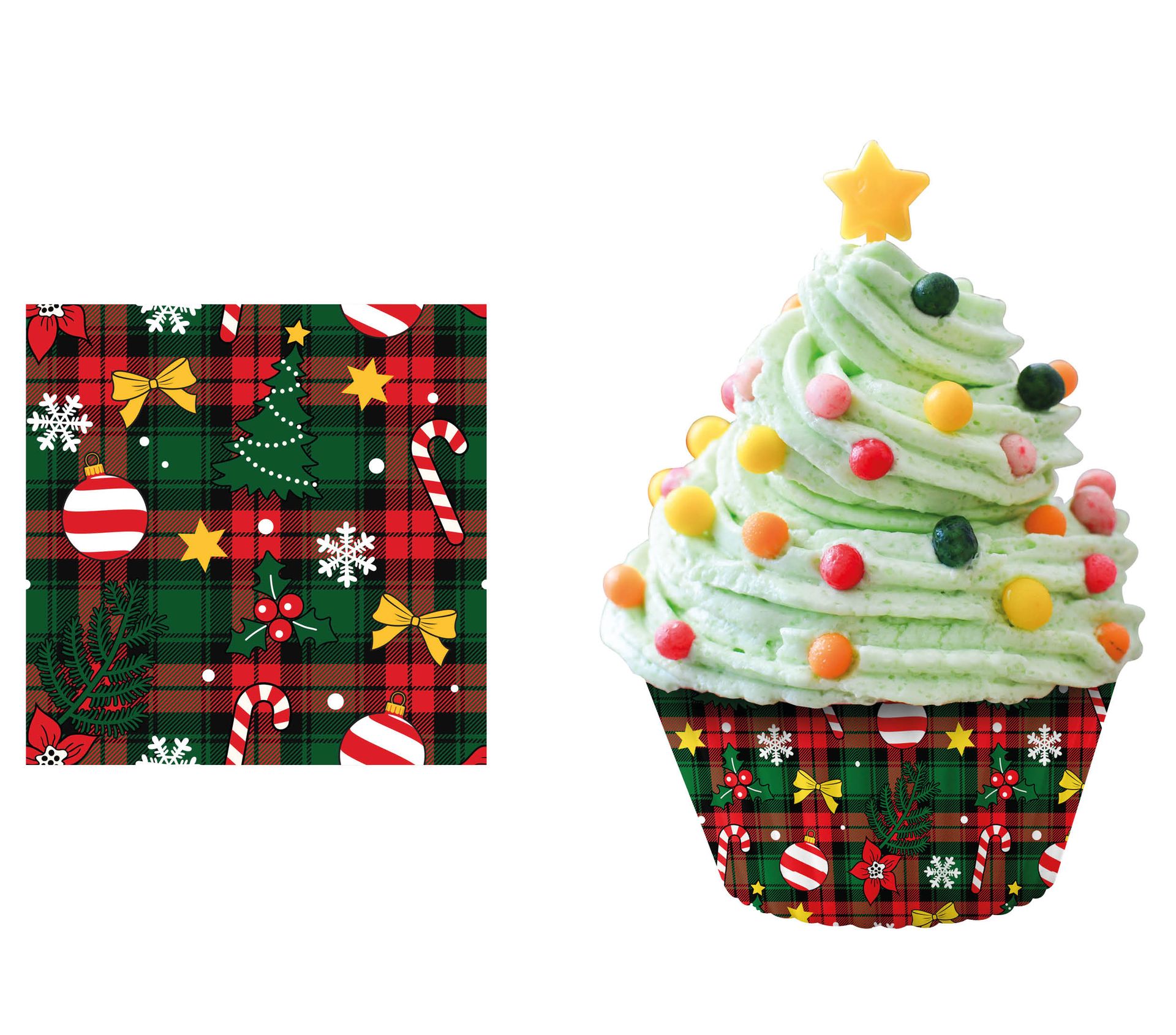 Kerstmis Schotse Ruit Muffinvormpjes Papier 50 Stuks