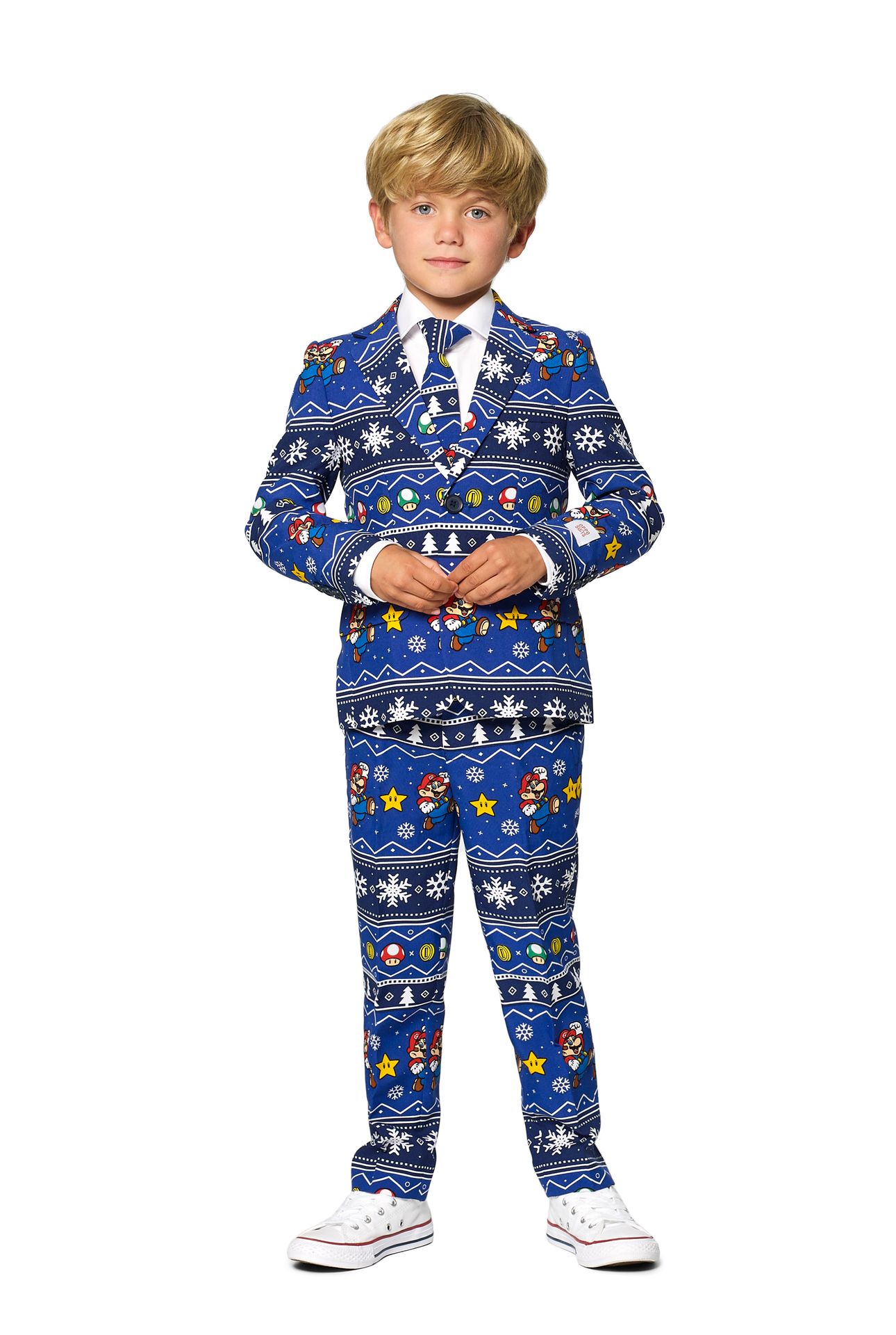 Kerstmis Super Mario Opposuits kostuum jongens