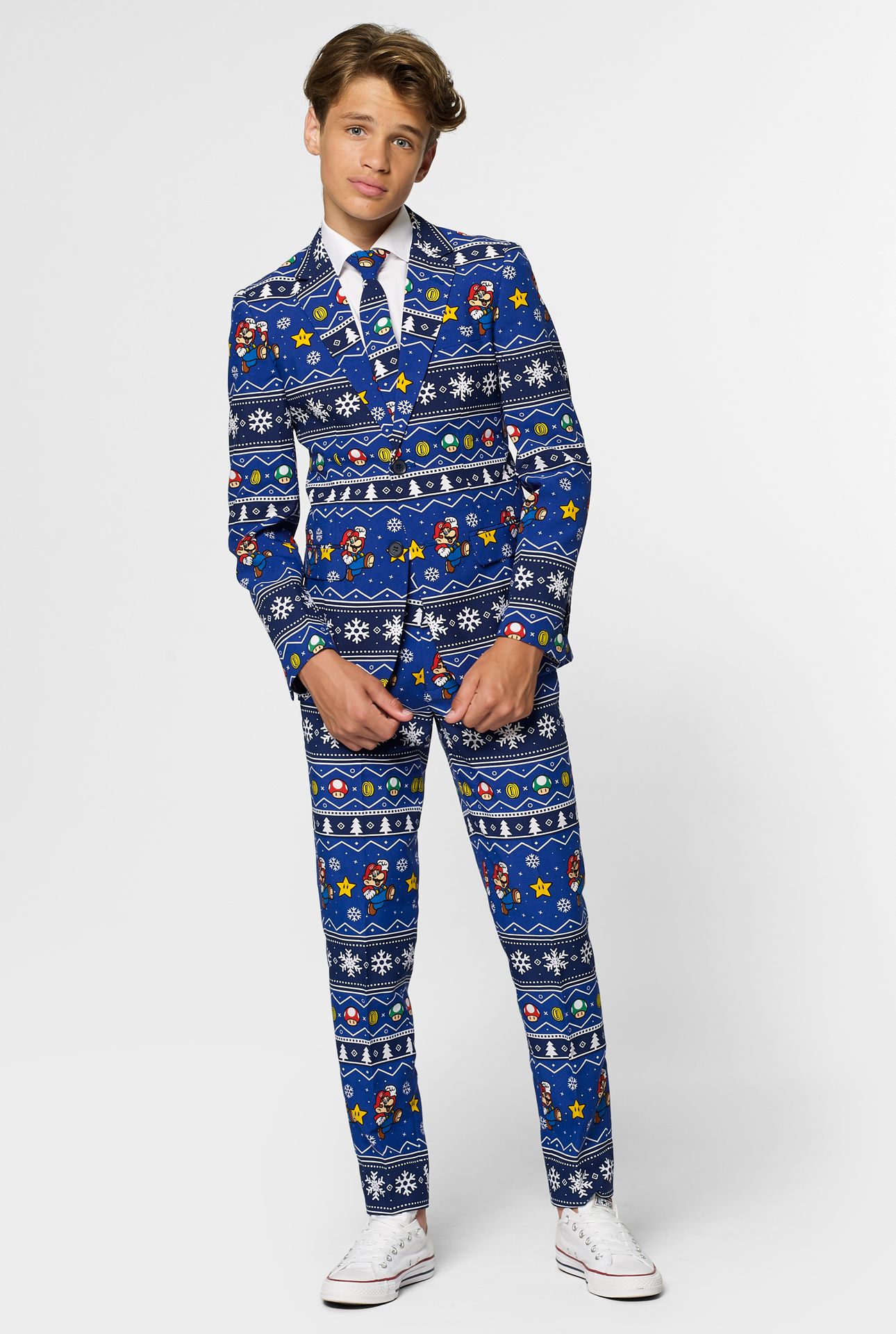 Kerstmis Super Mario Opposuits Kostuum Tieners