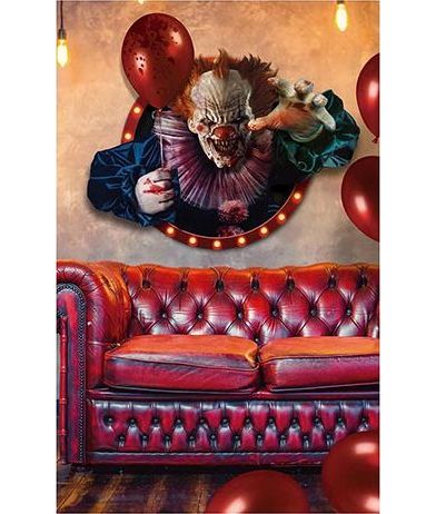 Killer Clown Halloween Wand Decoratie Groot
