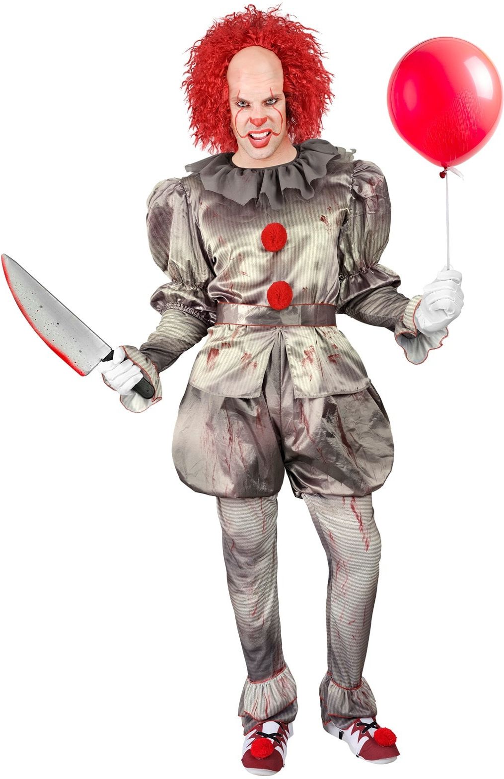 Killer Clown Kostuum Halloween Grijs Heren