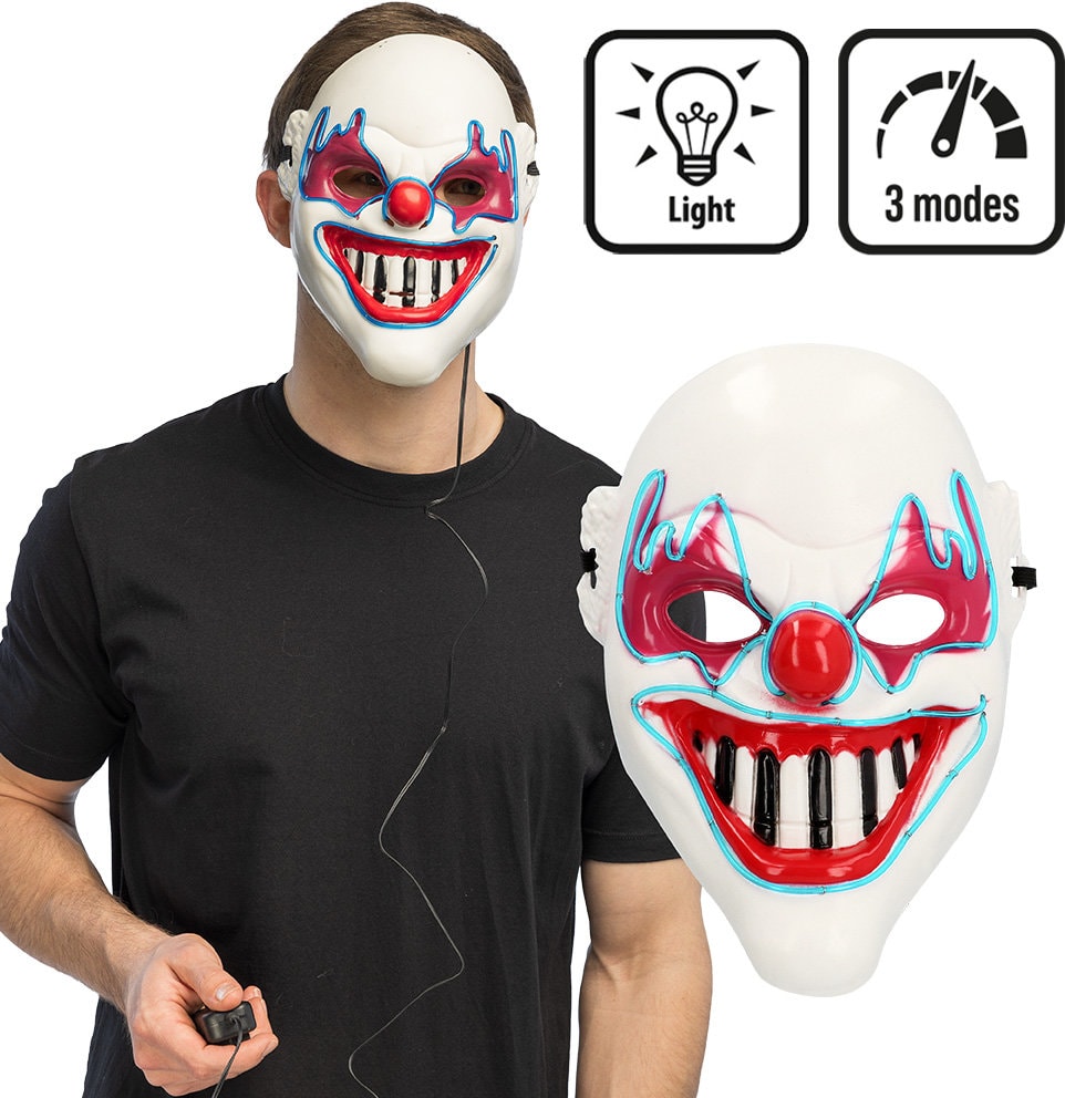 Killer Clown Masker Halloween met LED Verlichting
