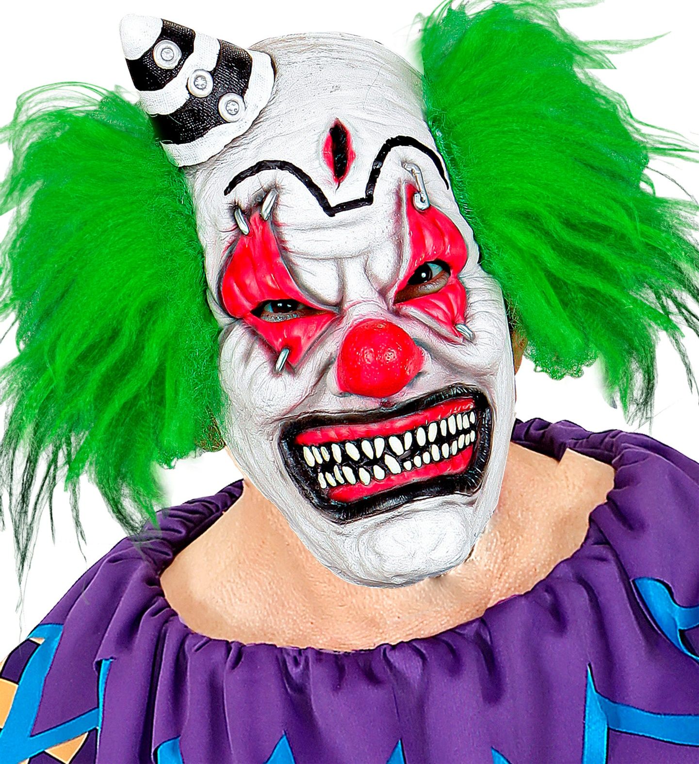 Killer Clown Masker met Hoedje en Haar