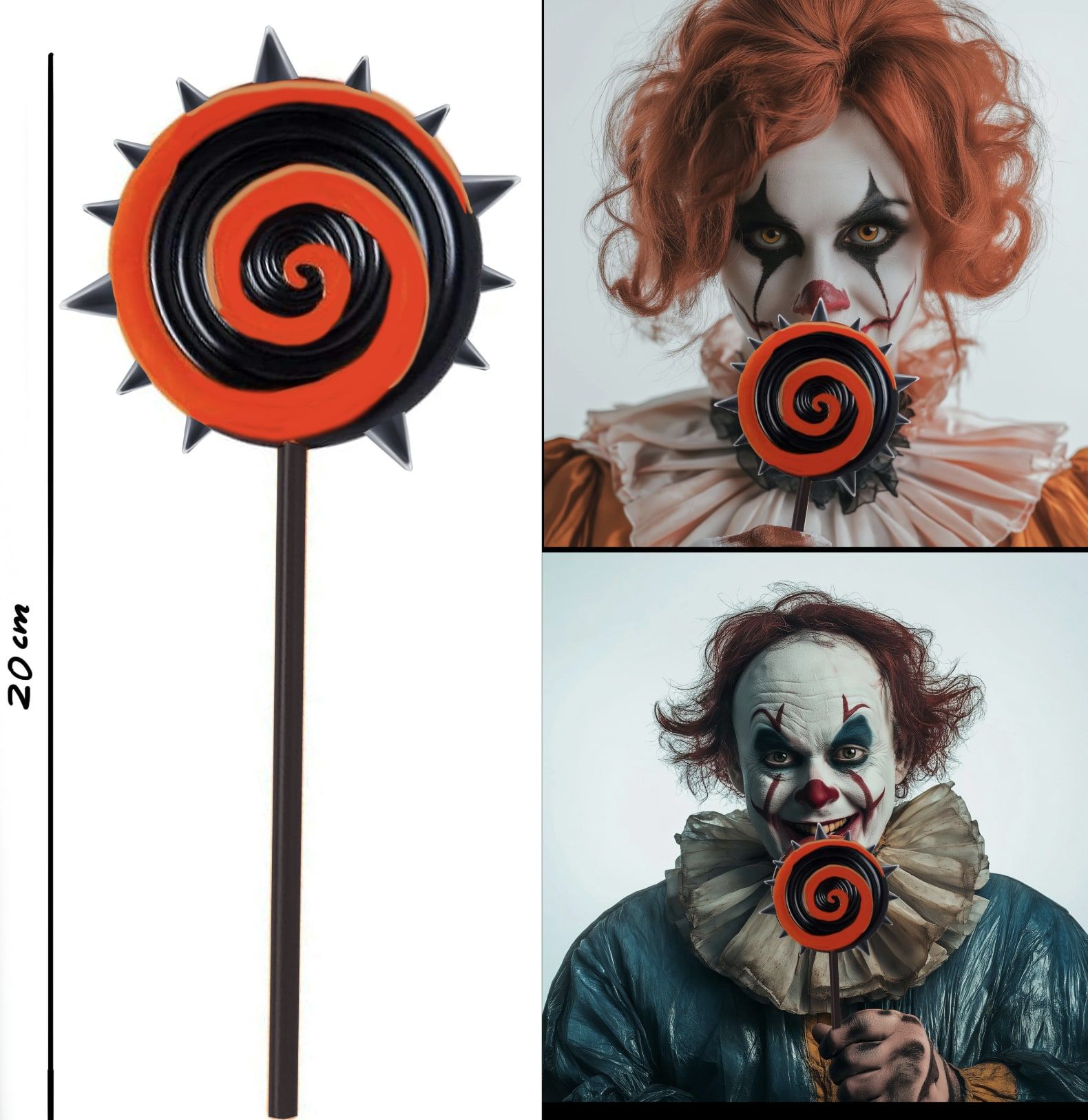 Killerclown Rode Zwarte Nep Lolly 20cm