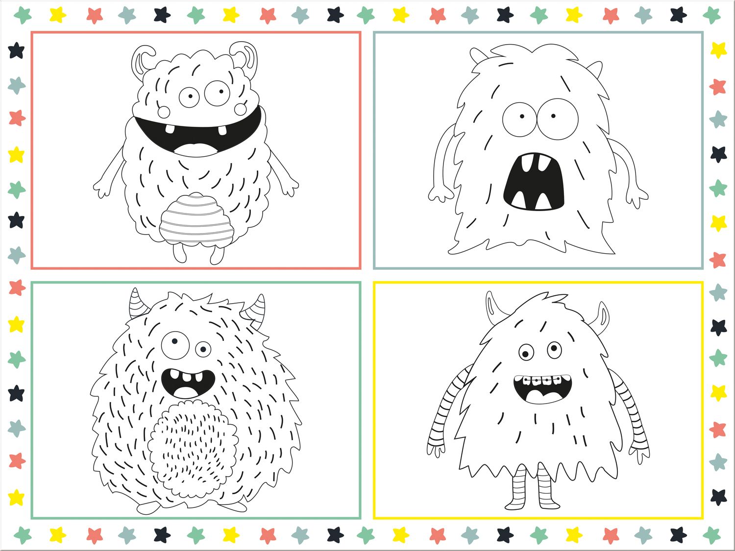 Kinderfeestje Monster Bash Kleurplaat Placemats 6 Stuks