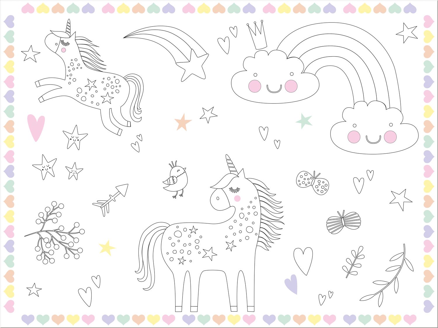 Kinderfeestje Unicorns Kleurplaat Placemats 6 Stuks
