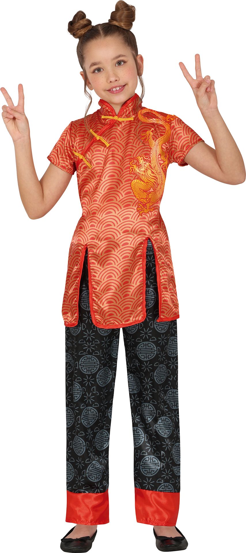 Kinderkostuum Chinees Rood/Zwart Meisjes