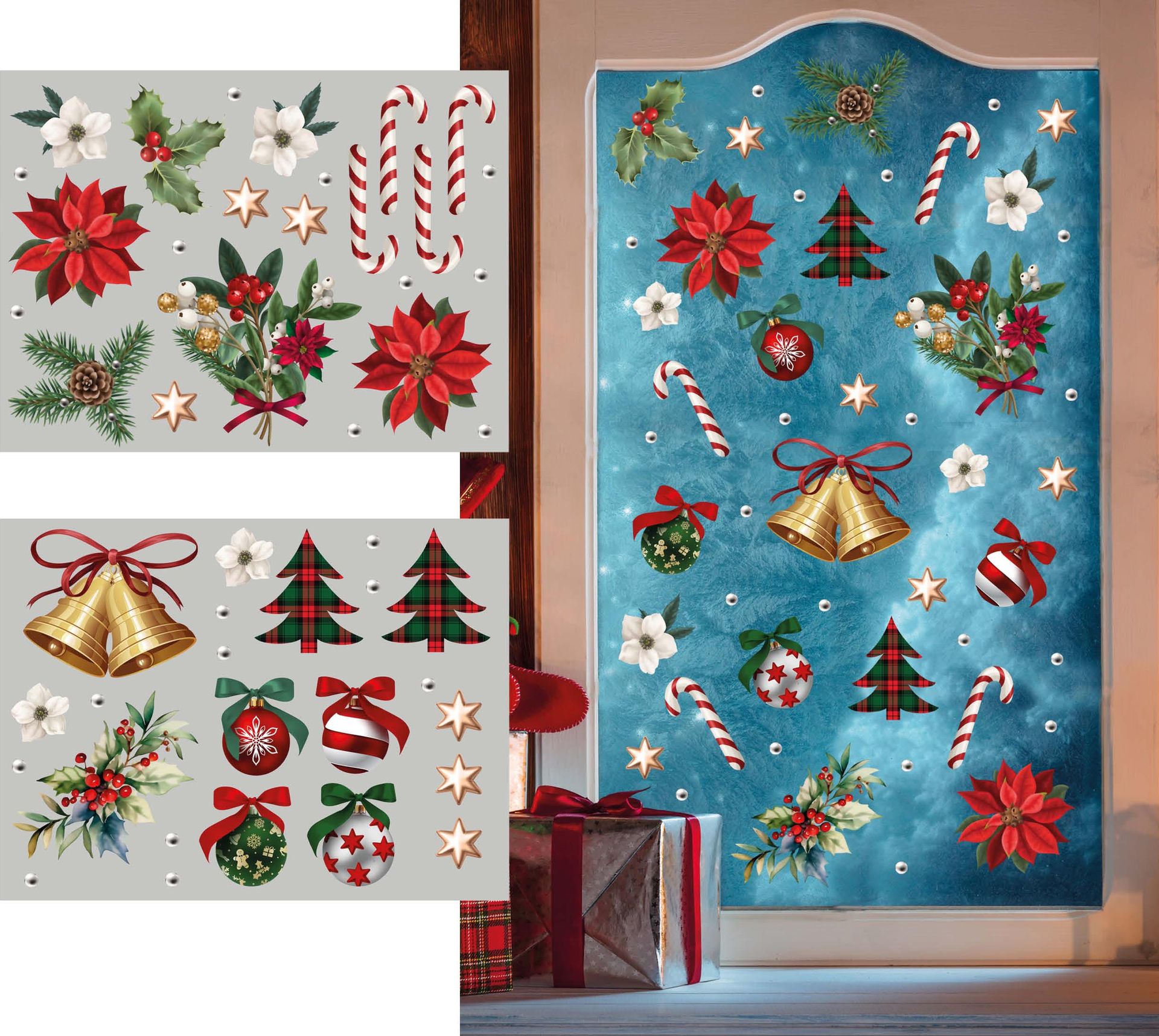 Klassieke Kerstfiguren Statische Raamstickers