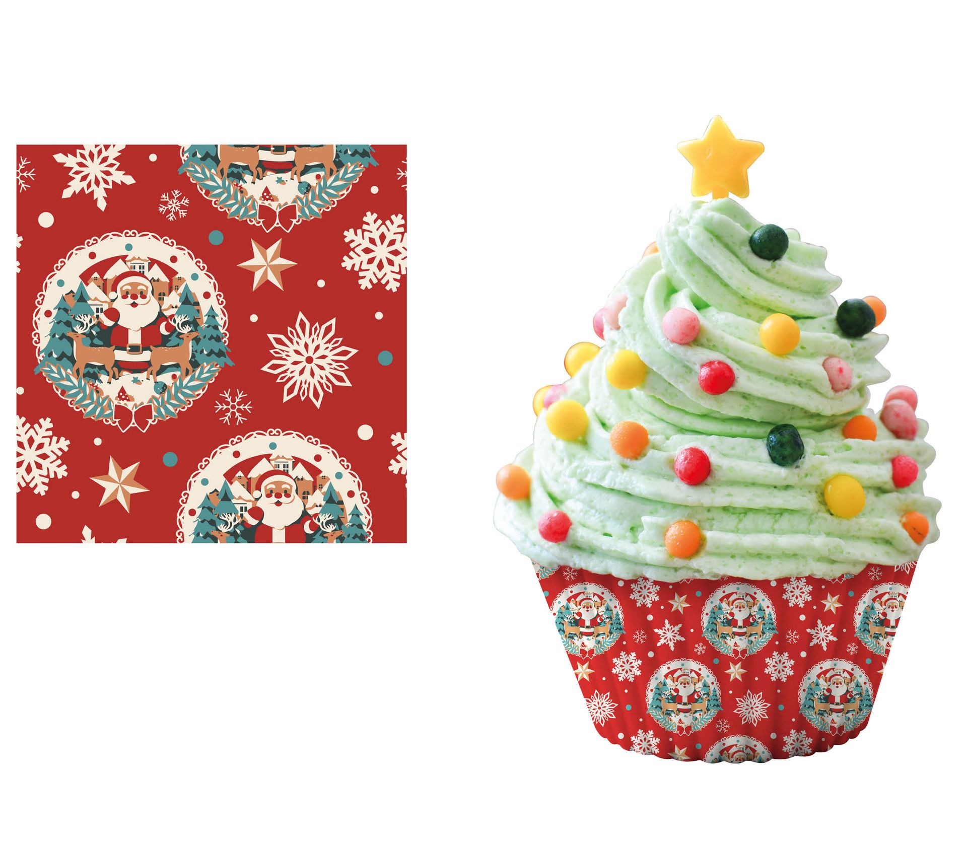 Klassieke Kerstman Muffinvormpjes Papier 50 Stuks