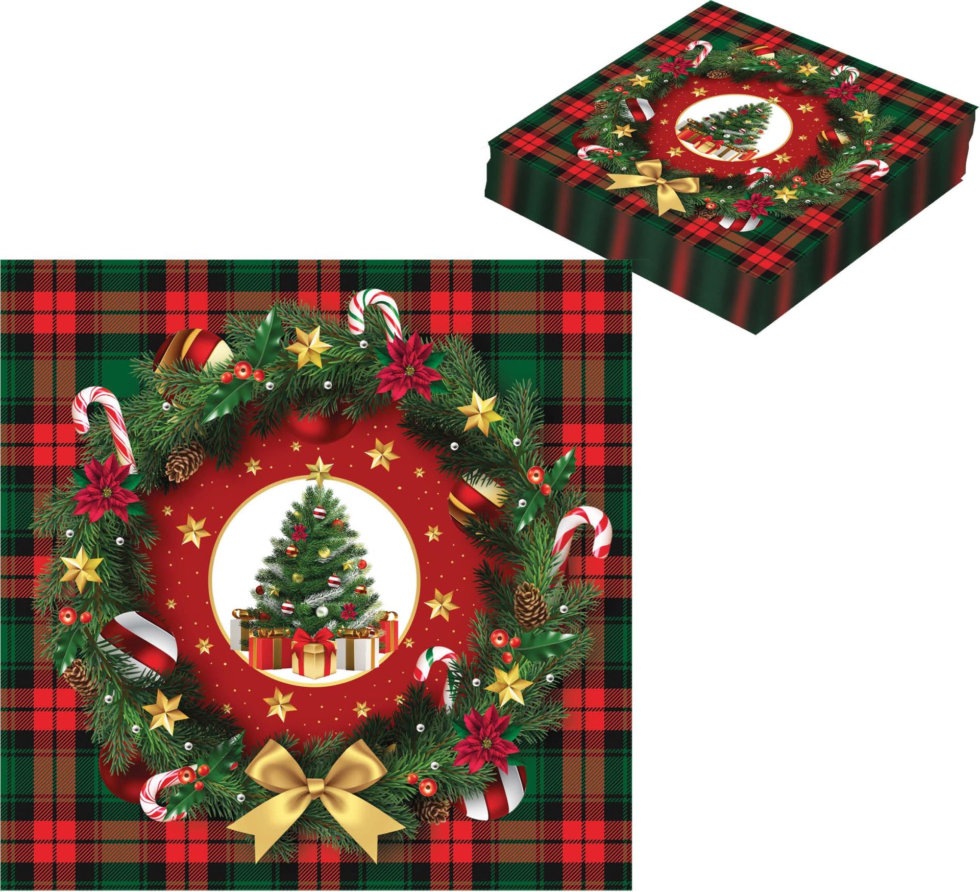 Klassieke Kerstmis Schotse Ruit Servetten 20 Stuks