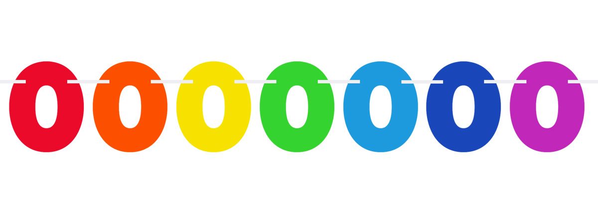 Kleuren Party Verjaardag Vlaggenlijn Cijfer 0