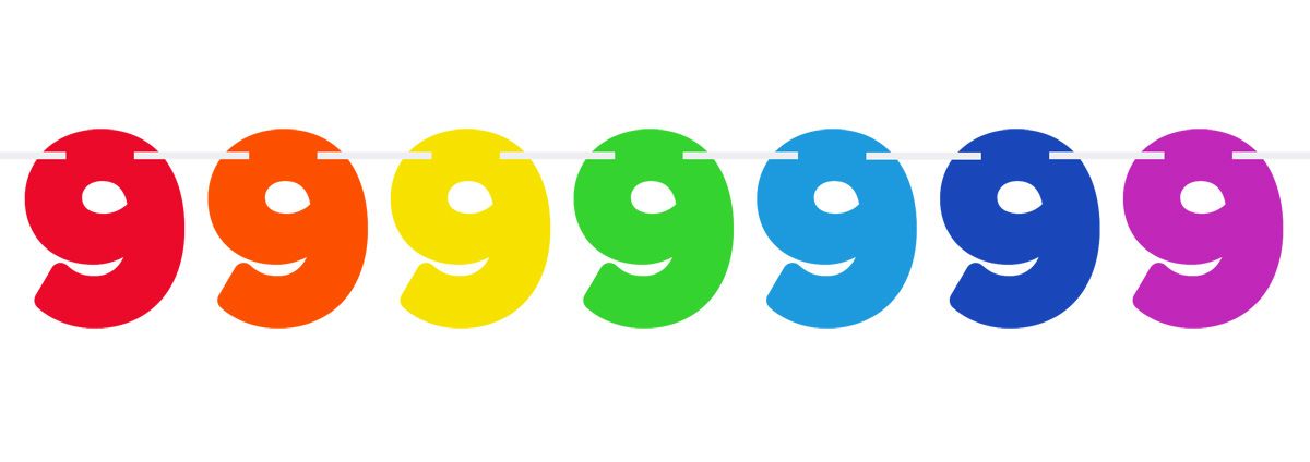 Kleuren Party Verjaardag Vlaggenlijn Cijfer 9