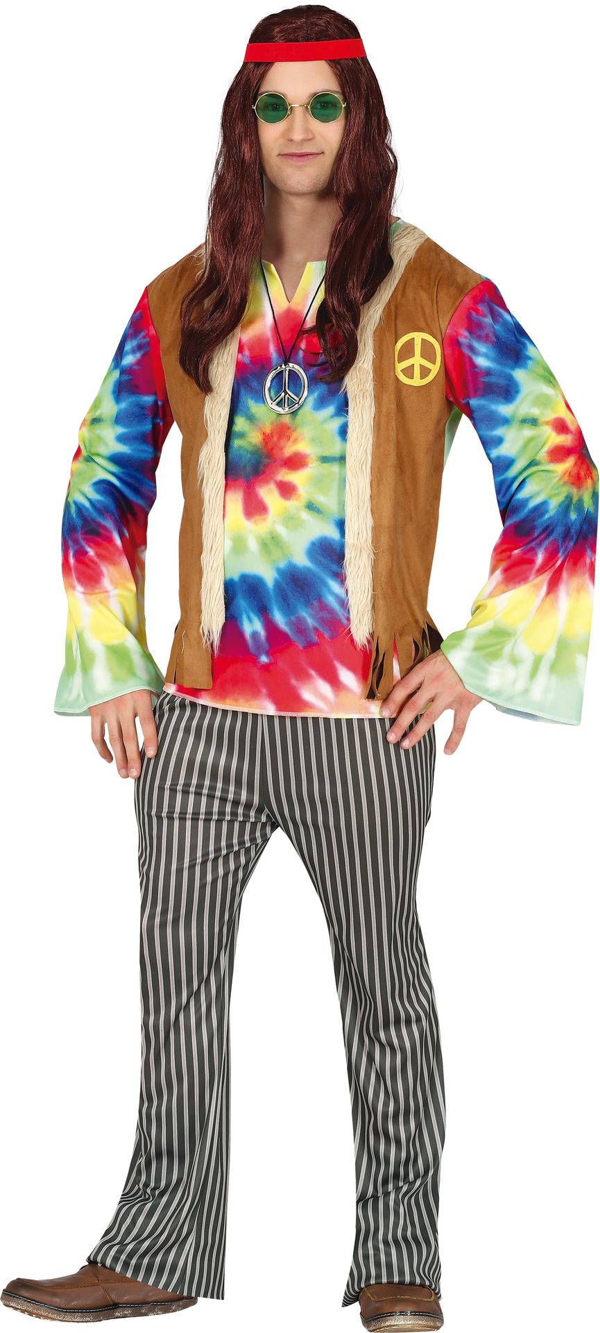 Kleurrijk hippie kostuum man