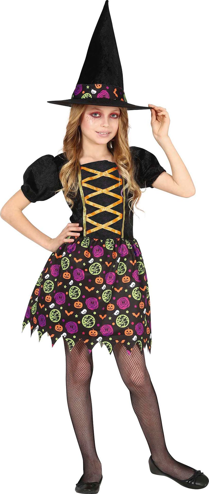 Kleurrijke Halloween Heks Jurkje Meisje