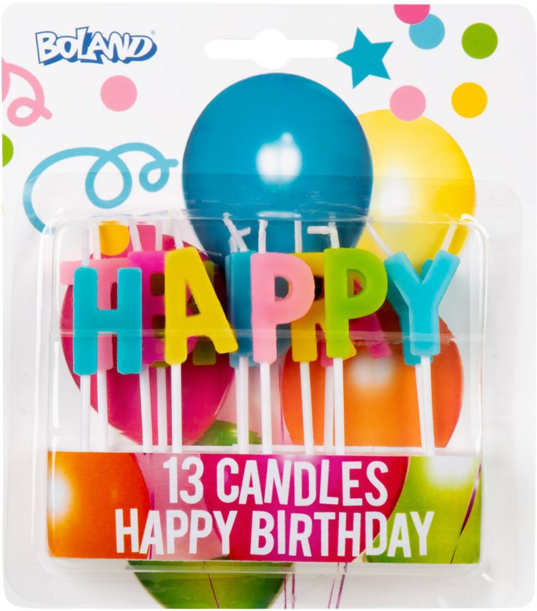 Kleurrijke happy Birthday taart kaarsjes