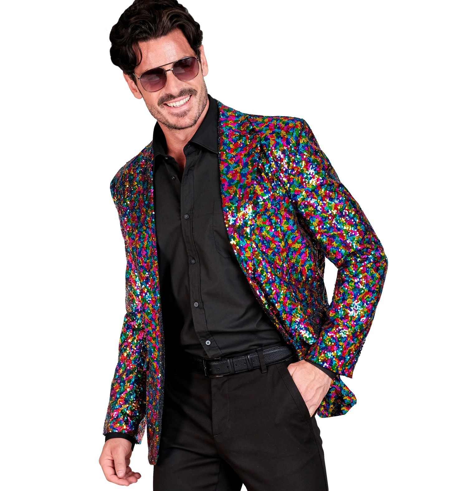 Kleurrijke Pailletten Party Colbert Heren