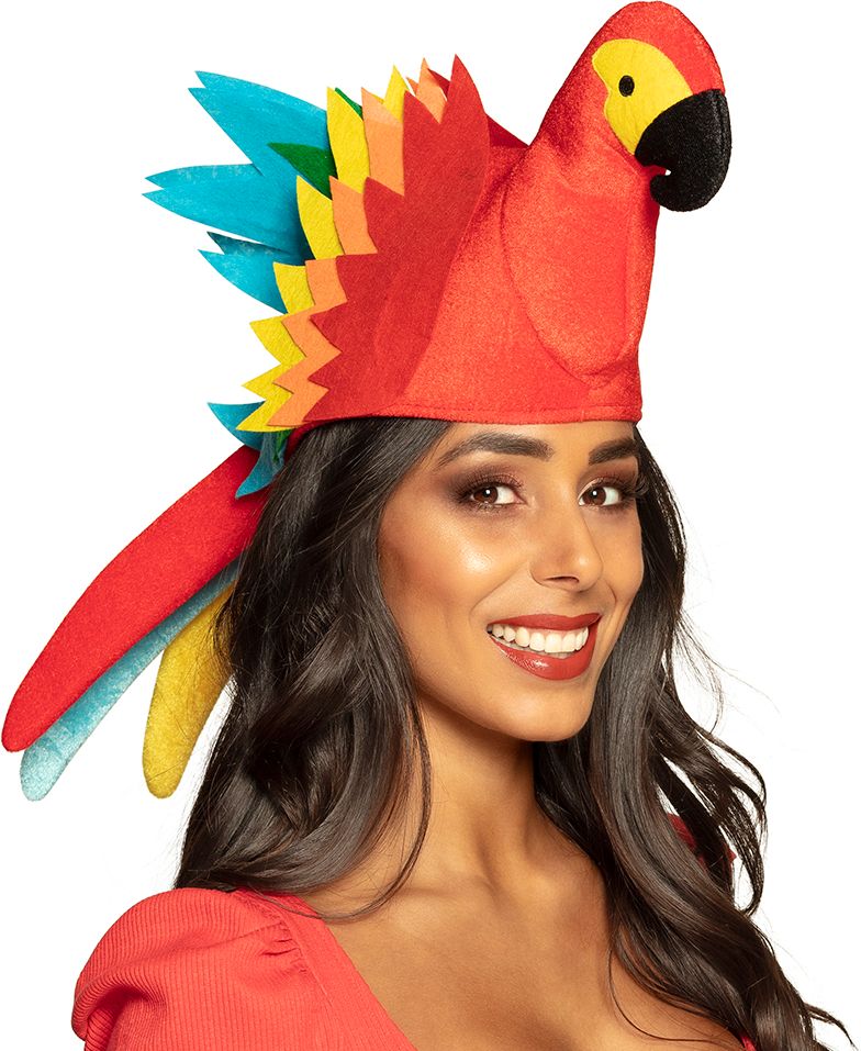 Kleurrijke pluche papegaai hoed