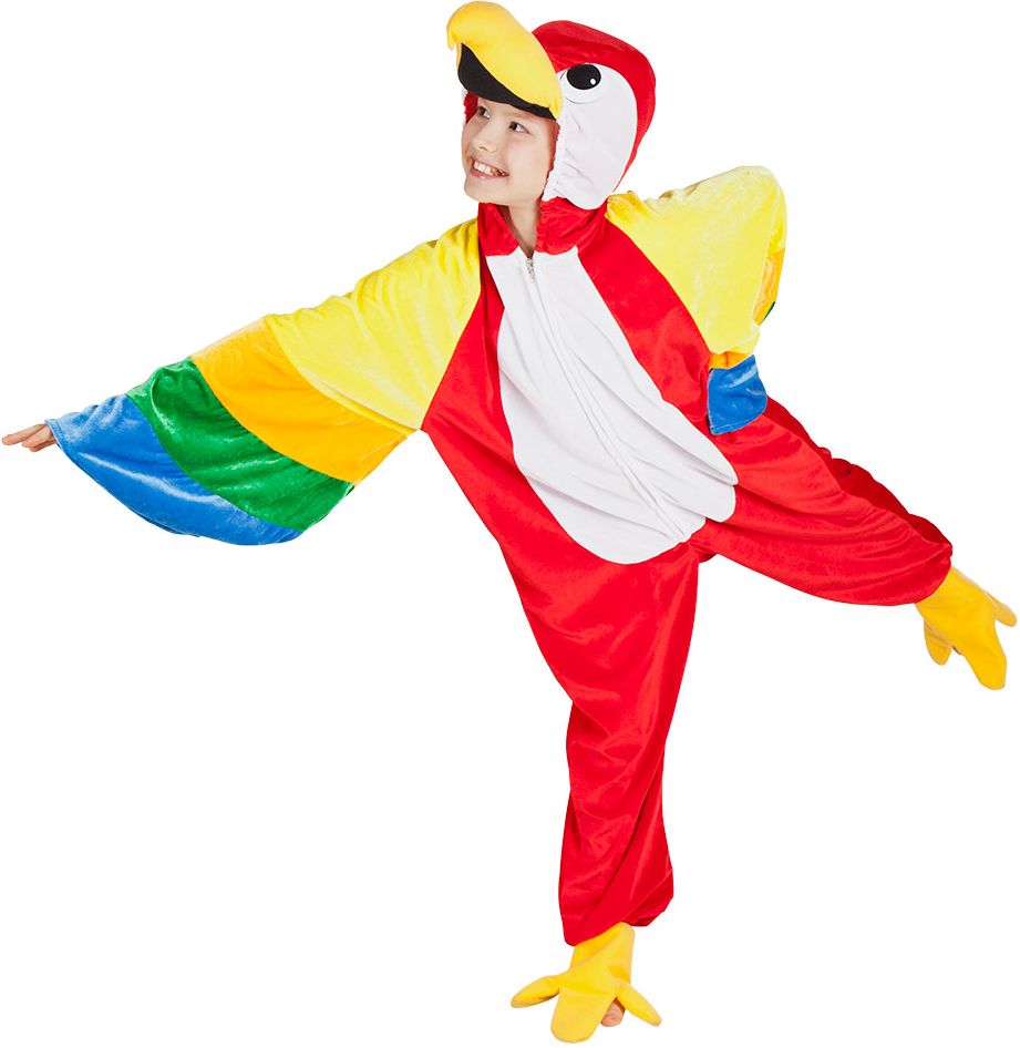 Kleurrijke pluche papegaai kostuum kind