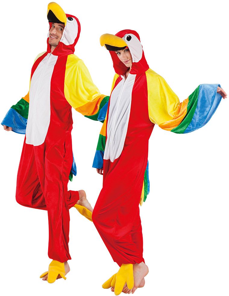 Kleurrijke pluche papegaai kostuum unisex