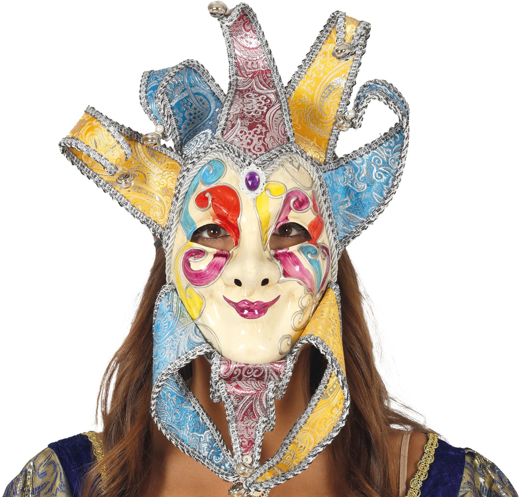 Kleurrijke Venetiaans narren masker met bellen