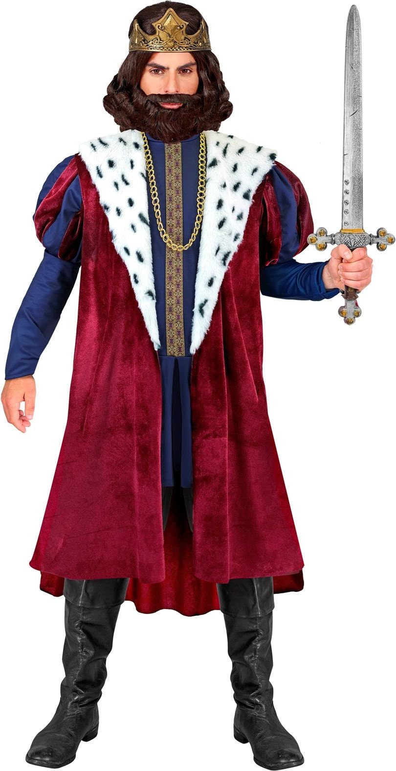 Koning Kostuum Middeleeuwen Heren Rood Blauw