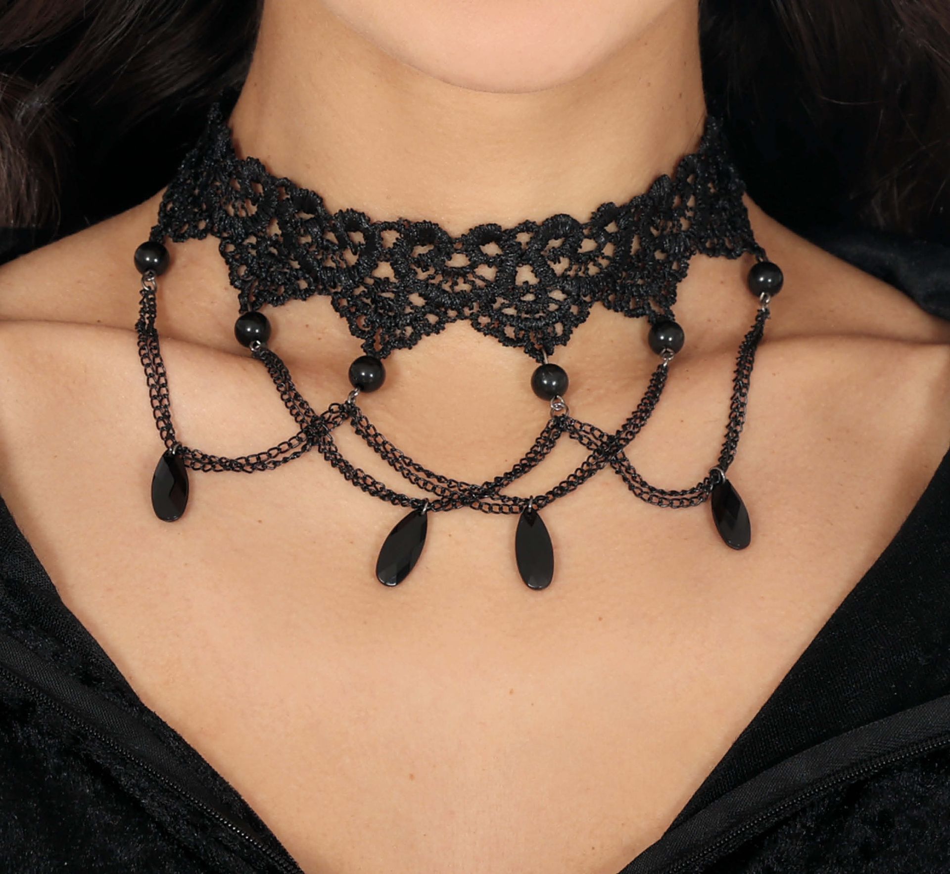 Koninklijke Zwarte Kralen Choker