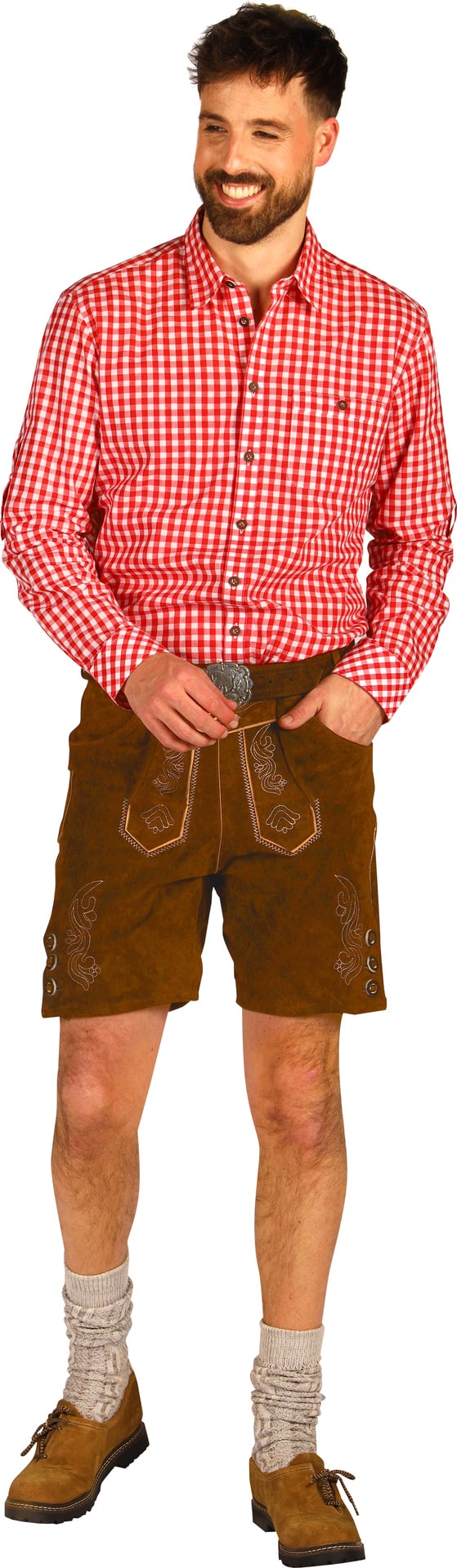 Korte Bruine Lederhose Broek Heren Oktoberfest