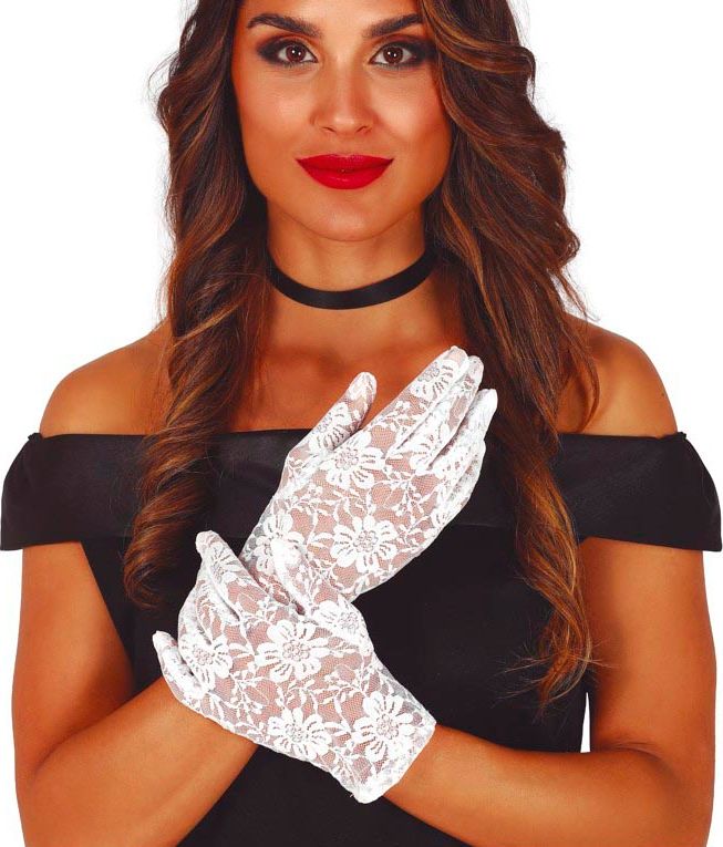 Korte Kanten Witte Handschoenen