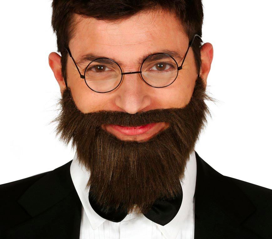 Korte Pluizige Bruine Baard met Snor