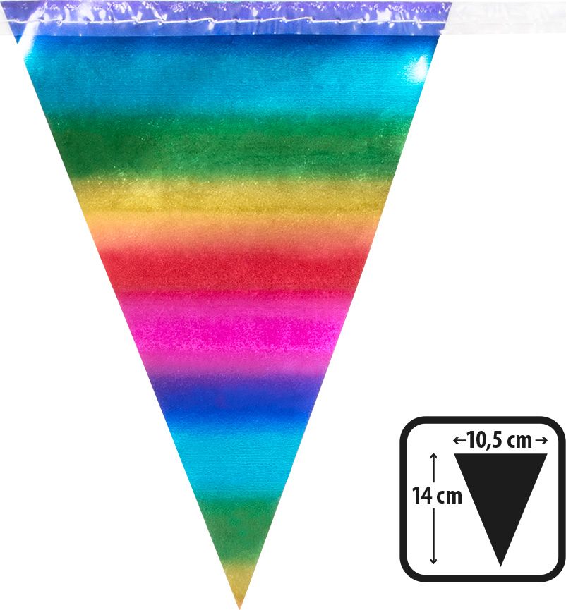Korte Regenboog Vlaggetjes Metallic