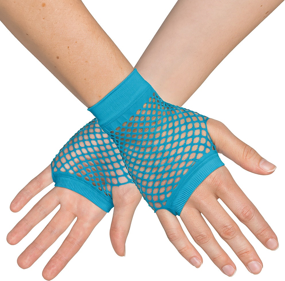 Korte Vingerloze Handschoenen Neonblauw