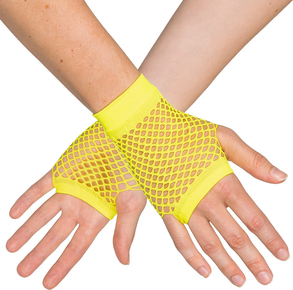 Korte Vingerloze Handschoenen Neongeel