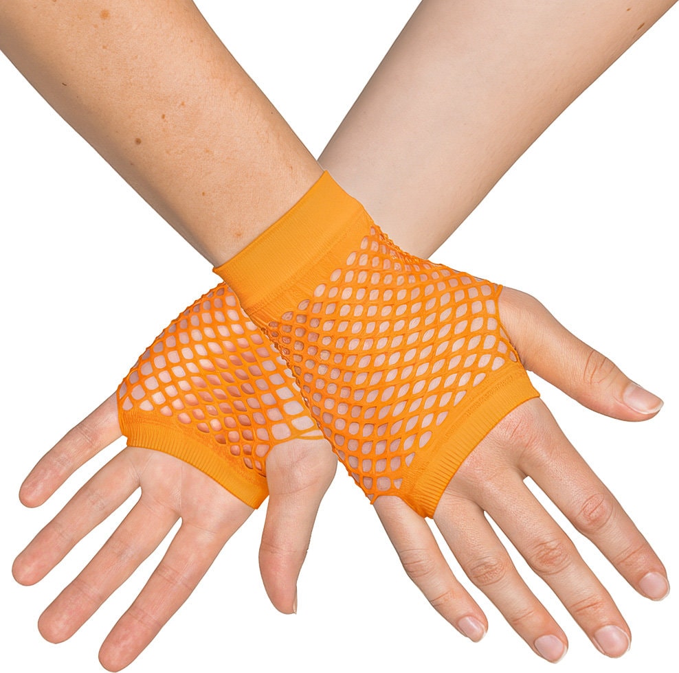 Korte Vingerloze Handschoenen Neonoranje