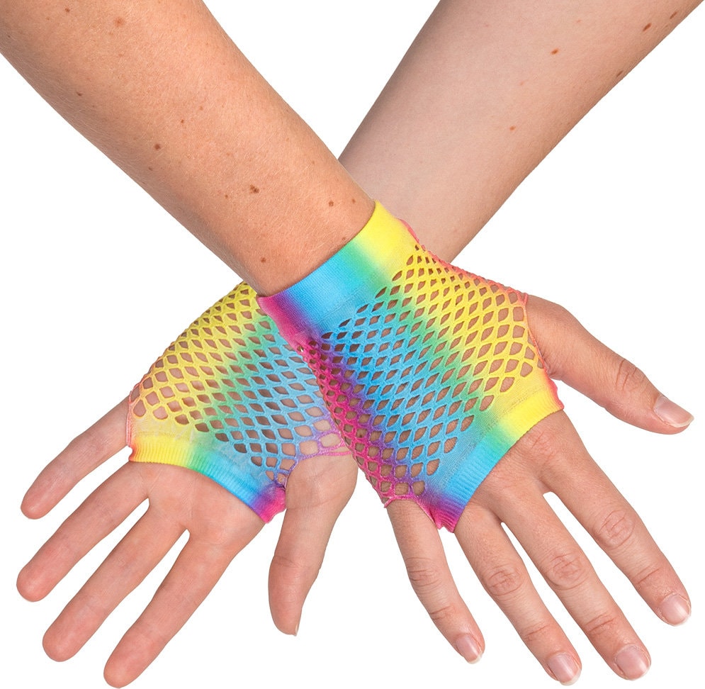 Korte Vingerloze Handschoenen Regenboog