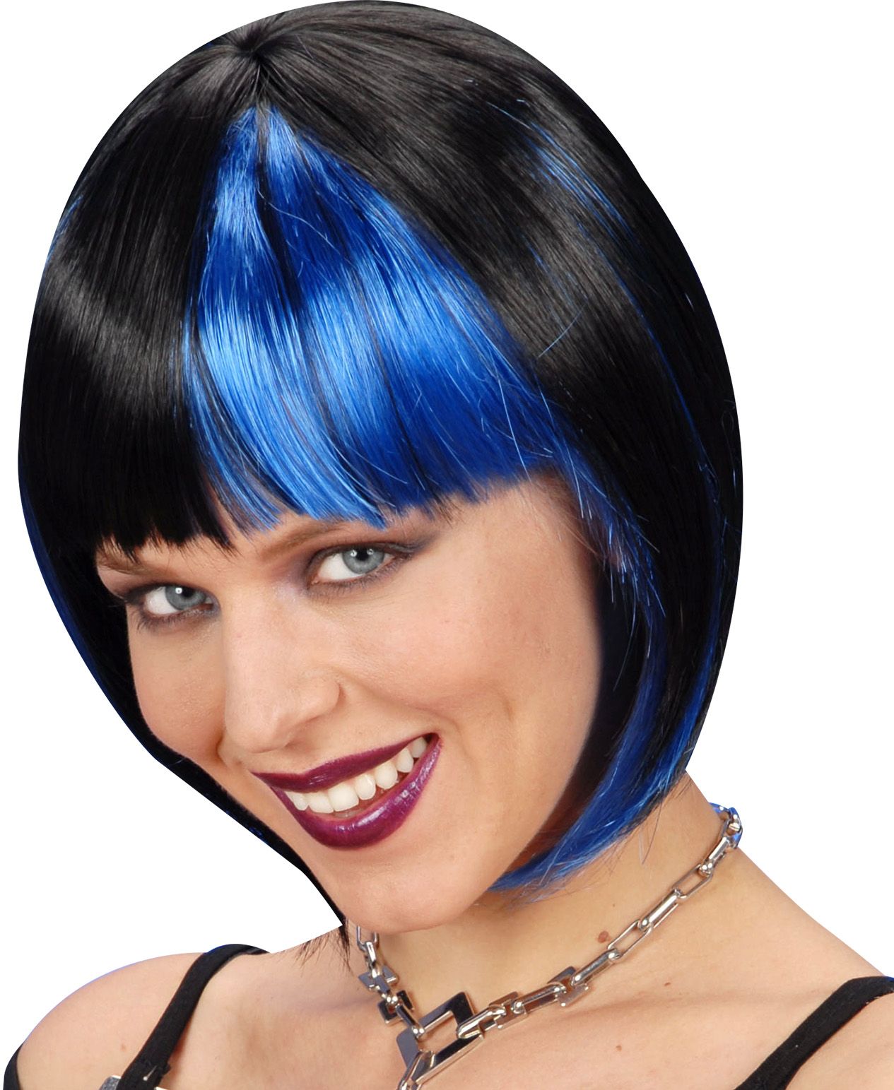 Korte Zwart-Blauwe Pruik