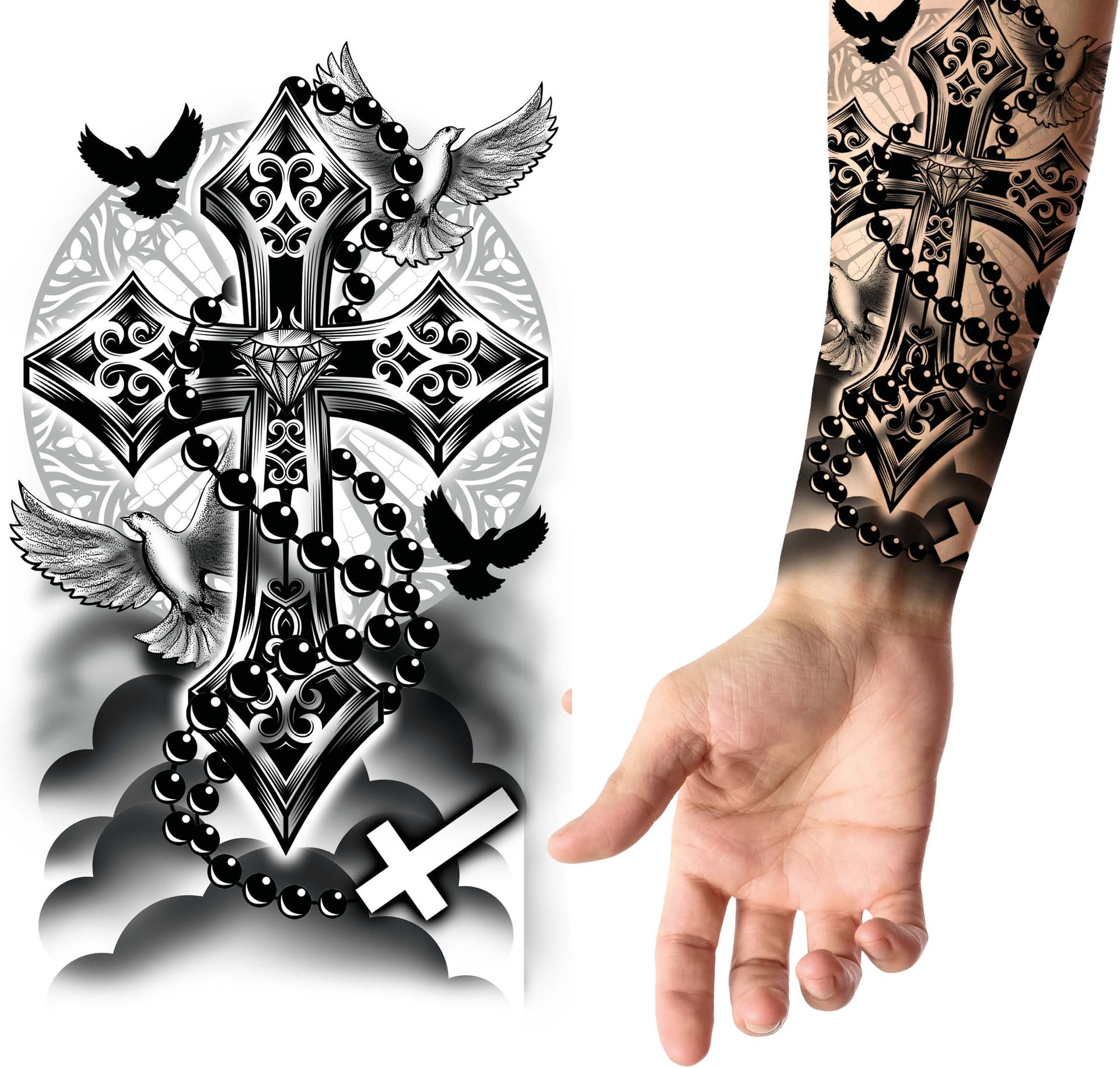 Kruis Plak Tattoo Zwart