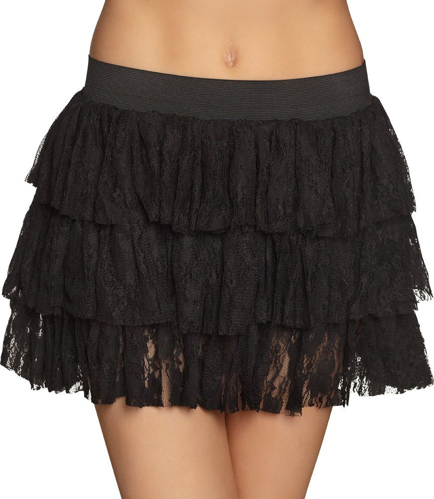 Lace Kanten Mini Rokje Zwart